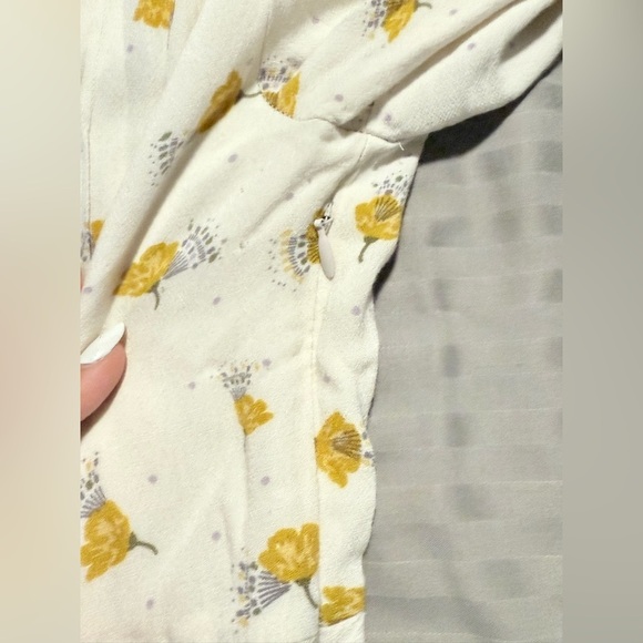 Free People 8 Teagan Floral Mini Dress Cut Out Yellow Floral Bell Sleeve Boho - Picture 7 of 11